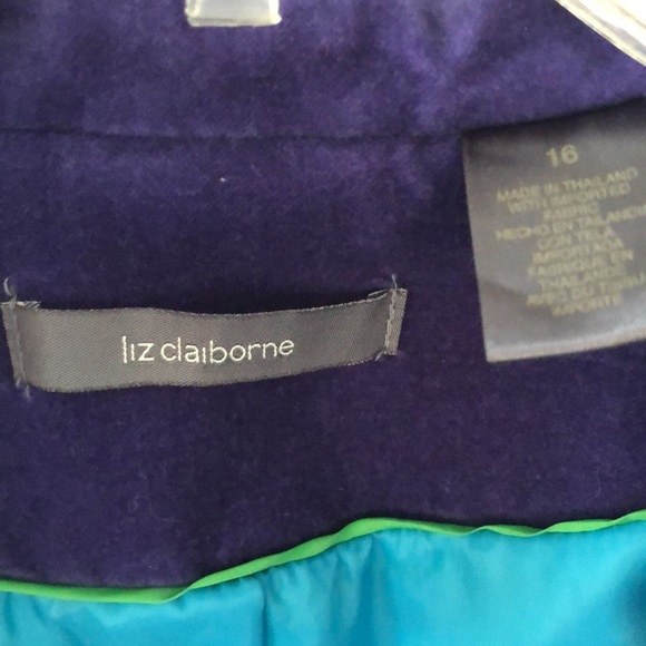 Liz Claiborne Purple Velvet Blazer Jacket Coat Career Business Size 16 - Picture 3 of 16